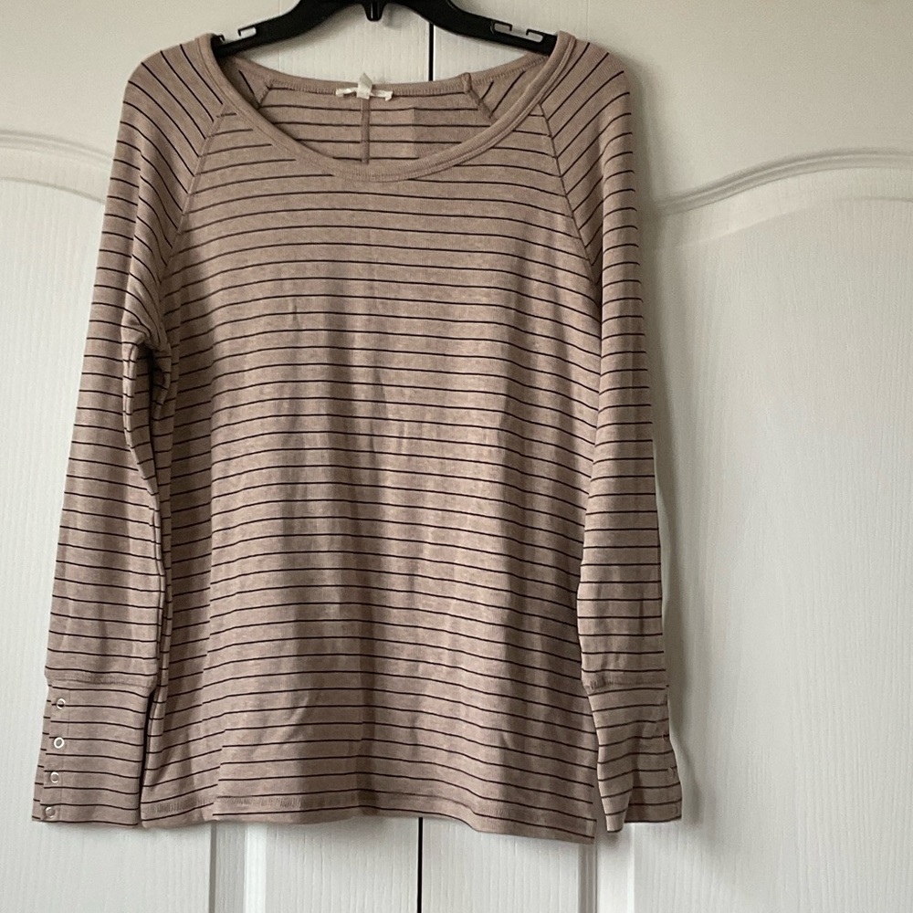 Maurices Beige Striped Long Sleeve Tee